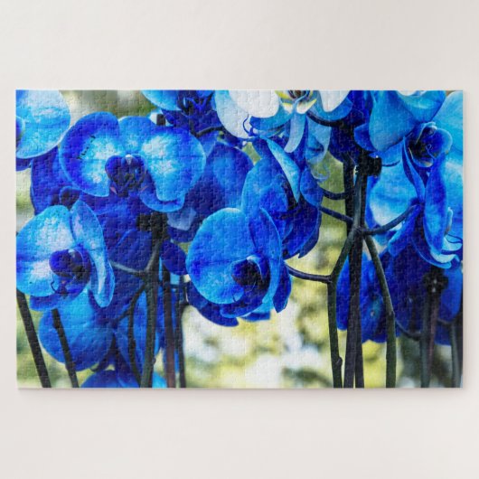 Blauwe orchideeën legpuzzel (Horizontaal)