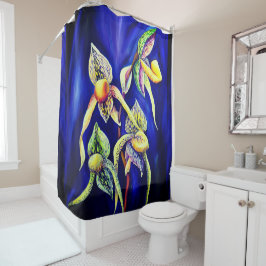 Blauwe orchideeën schilderen douchegordijn