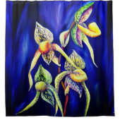 Blauwe orchideeën schilderen douchegordijn (Voorkant)