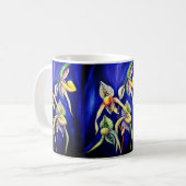 Blauwe orchideeën schilderen koffiemok (Voorkant links)