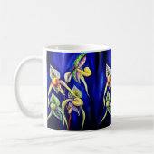 Blauwe orchideeën schilderen koffiemok (Links)