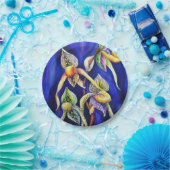 Blauwe orchideeën schilderen papieren bordje (Feest)