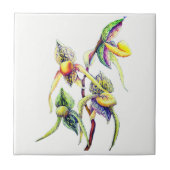 Blauwe orchideeën schilderen tegeltje (Voorkant)