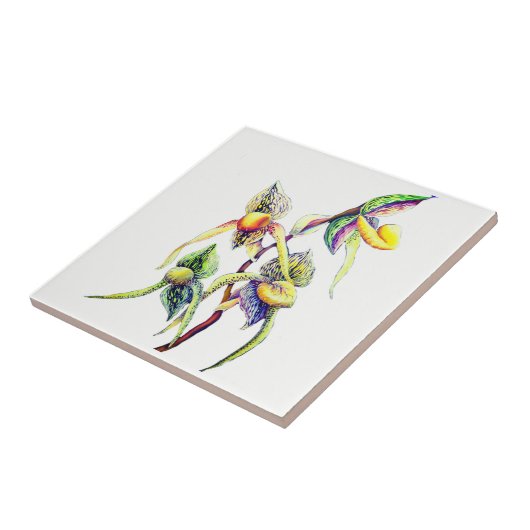 Blauwe orchideeën schilderen tegeltje (Zijkant)