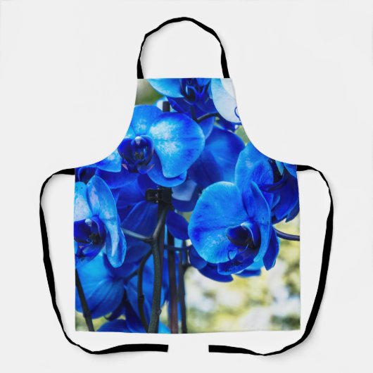 Blauwe orchideeën schort (Voorkant)