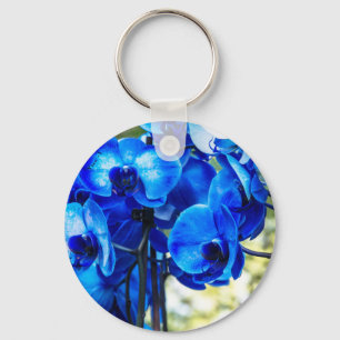 Blauwe orchideeën sleutelhanger