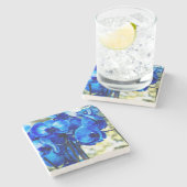 Blauwe orchideeën stenen onderzetter (Zijkant)