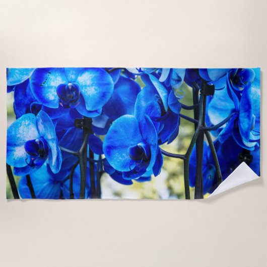 Blauwe orchideeën strandlaken (Voorkant)