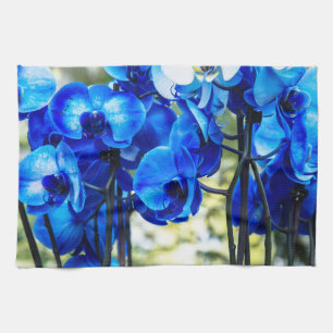Blauwe orchideeën theedoek