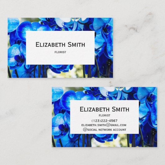 Blauwe orchideeën visitekaartje (Voorkant / Achterkant)