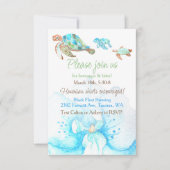 Blauwe Orchideeën, Zeeschildpadden Bruiloft Feest Kaart (Voorkant)