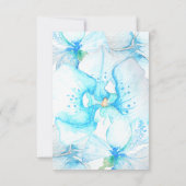 Blauwe Orchideeën, Zeeschildpadden Bruiloft Feest Kaart (Achterkant)