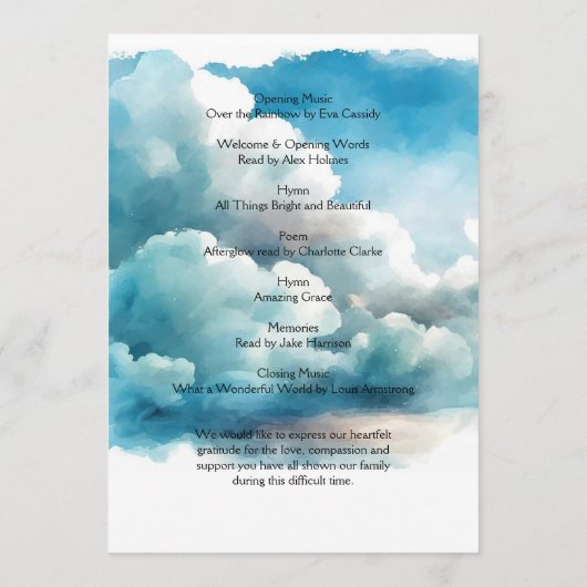 Blauwe Orde van Levensduur Celebratieprogramma Programmakaart (Achterkant)