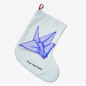 Blauwe origamikraan grote kerstsok (Voorkant (Hangend))