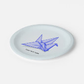 Blauwe origamikraan papieren bordje (Gekanteld)