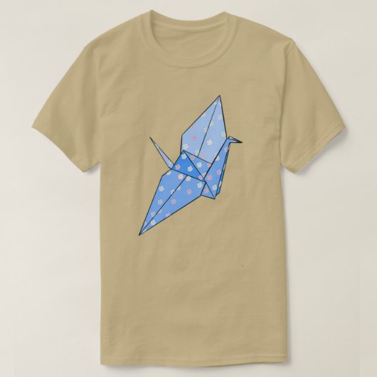 Blauwe origamkraan 3 t-shirt (Design voorkant)