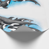 blauwe orka's cadeaupapier (Hoek)