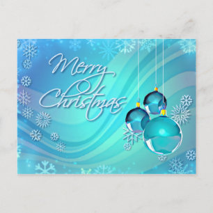 BLAUWE ORNAMENS EN SNOWFLAKTEN VAN SHARON SHARPE FEESTDAGENKAART