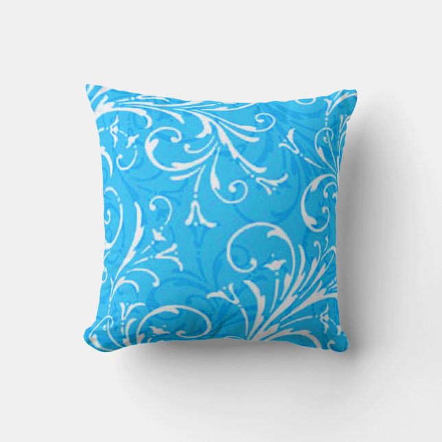 Blauwe ornamental Reversible Pillow Kussen (Voorkant)