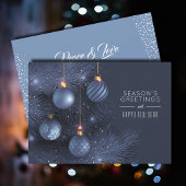 Blauwe Ornamenten Grietings Flat Feestdagenkaart