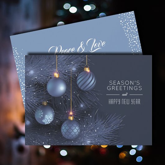 Blauwe Ornamenten Grietings Flat Feestdagenkaart