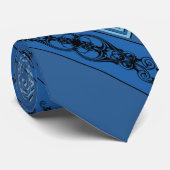 Blauwe Ornamenten Stropdas (Opgerold)