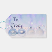 Blauwe Ornamenten Vrolijk kerstfeest Cadeaulabel (Achterkant Horizontaal)