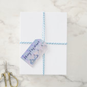 Blauwe Ornamenten Vrolijk kerstfeest Cadeaulabel (Met Touw)