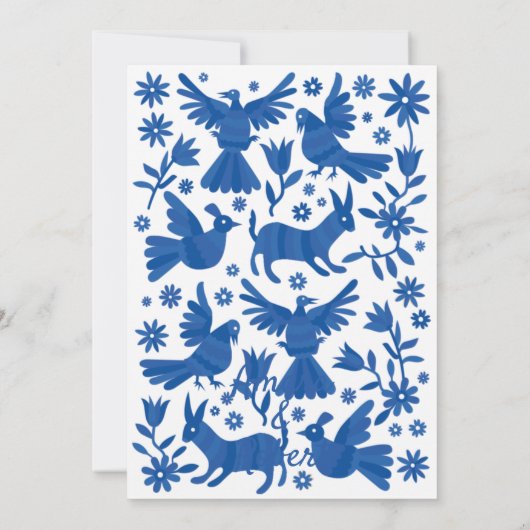 BLAUWE OTOMI MEXICAANSE HART UITNODIGING (Achterkant)