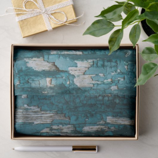 Blauwe, oude pellingschilderwandtextuur tissuepapier (Geschenk)