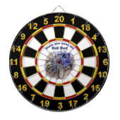 Blauwe  oude wegwijzer met de motor uit dartbord (Voorkant)