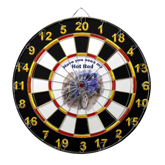 Blauwe  oude wegwijzer met de motor uit dartbord (Voorkant)
