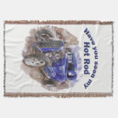 Blauwe  oude wegwijzer met de motor uit deken (Voorkant)