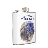 Blauwe  oude wegwijzer met de motor uit heupfles (Rechts)