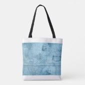 Blauwe oude wereldkaart tote bag (Achterkant)