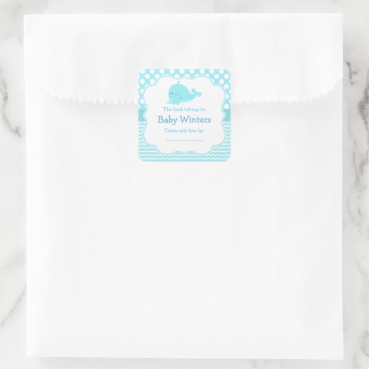 Blauwe Ouder & Kindwalvis Bookplate Vierkante Sticker (Tas)