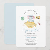 Blauwe Outer Space Olifant Baby Shower Kaart (Voorkant / Achterkant)