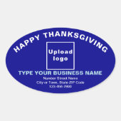 Blauwe ovale Sticker voor zakelijke Thanksgiving (Voorkant)