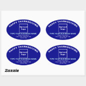 Blauwe ovale Sticker voor zakelijke Thanksgiving (Vel)