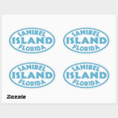 Blauwe ovale stickers van het eiland Florida (Vel)