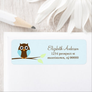 Blauwe Owl Return Address Labels