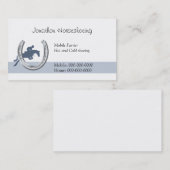 Blauwe paard springt door een hoefijzer visitekaartje (Voorkant / Achterkant)