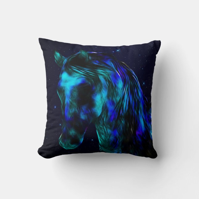 Blauwe Paard Worp Kussen (Voorkant)