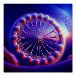 Blauwe paardebloem fractal perfect poster