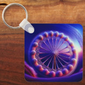 Blauwe paardebloem fractal sleutelhanger (Voorkant)