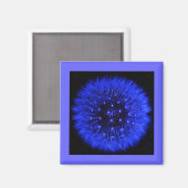 Blauwe Paardebloem Puff Design Magneet (Voorkant / Achterkant)
