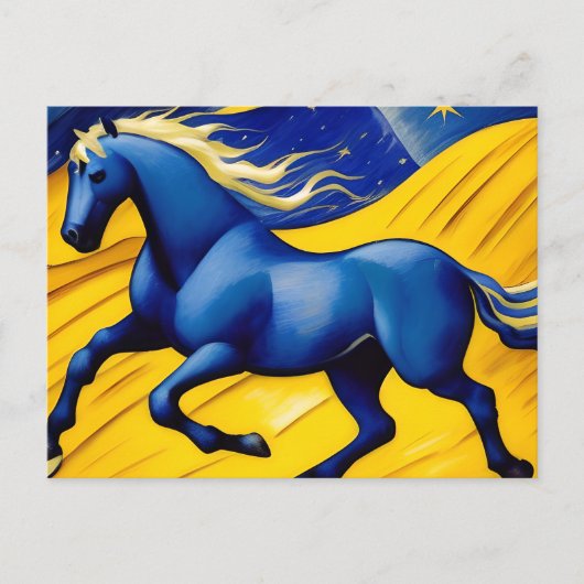 Blauwe paarden briefkaart (Voorkant)