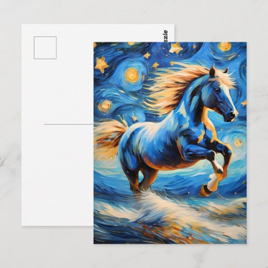 Blauwe paarden briefkaart (Voorkant / Achterkant)