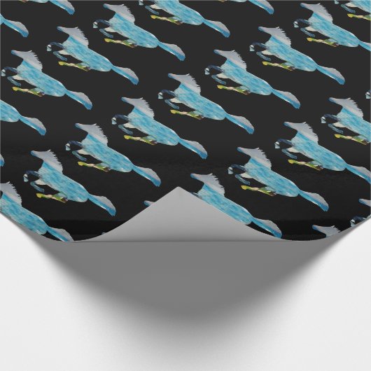 Blauwe paarden cadeaupapier (Hoek)