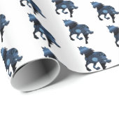 Blauwe paarden cadeaupapier (Rol Hoek)
